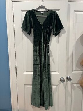 Baltic Born Meghan Velvet Wrap Dress- Deep Green